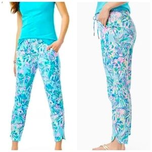 Lilly Pulitzer Womens Small Emora Knit Pants Blue/Pink Ibiza Cabana Cocktail